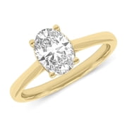 14K Yellow Gold Oval Lab Grown Diamond Cathedral Solitaire Engagement Ring - 1 Carat (Ring Size: 4.5)
