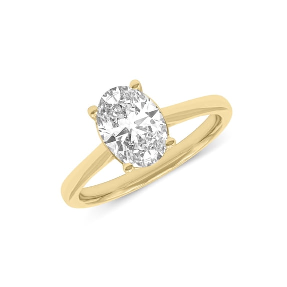 14K Yellow Gold Oval Lab Grown Diamond Cathedral Solitaire Engagement Ring - 2.50 Carat (Ring Size: 4.5)