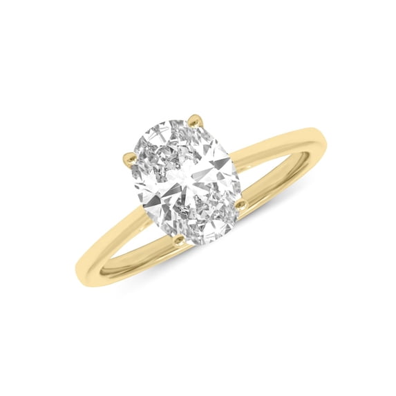 14K Yellow Gold Oval Shape Lab Grown Diamond Basket Split Shank Solitaire Engagement Ring - 3 Carat (Ring Size: 6)