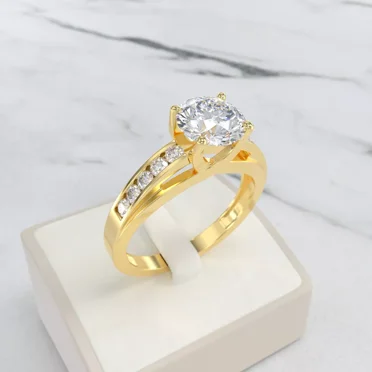 14K Yellow Gold Over 3CT Round Cut Lab Created Diamond Solitaire Engagement Ring