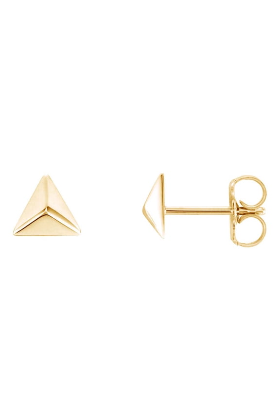 14K Yellow Gold Over 925 Sterling Silver Pyramid Stud Earrings