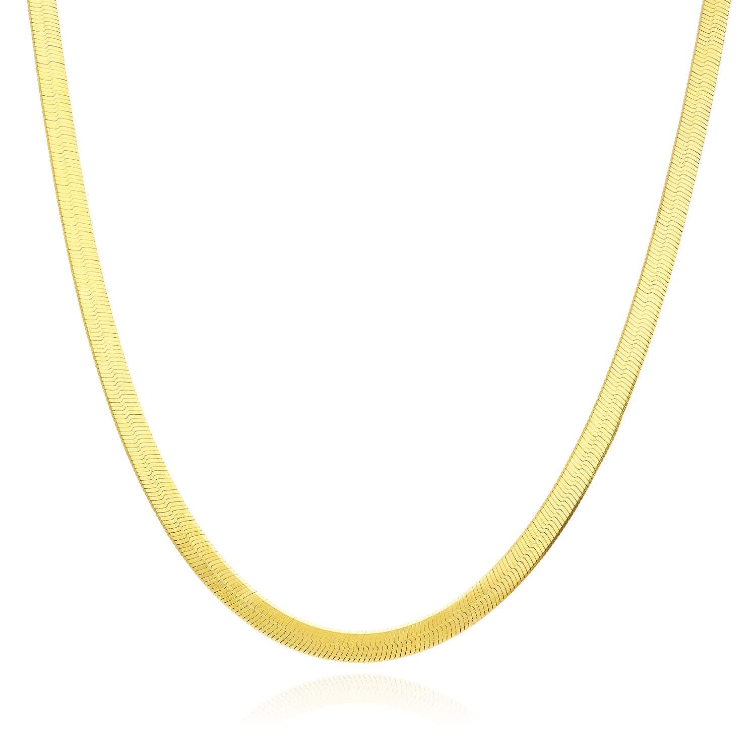 14K Yellow Gold Over Silver 4.5mm Flexible Herringbone Chain Necklace 16"-24"