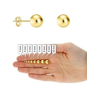 WJD EXCLUSIVES 14K Yellow Gold Over Sterling Silver Ball Stud Earrings 3MM-10MM