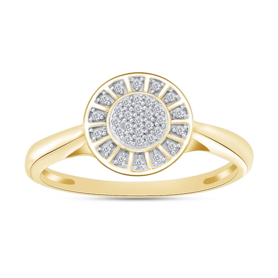 AFFY 14K Yellow Gold Over Sterling Silver Natural Round Cut White Diamond Halo Frame Engagement Ring For Women's, Ring Size-5.5 (0.1 Cttw, J-K Color, I2-I3 Clarity)