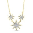 thumbnail image 1 of AFFY 14K Yellow Gold Over Sterling Silver Round Cut Natural White Diamond Triple Startburst Pendant Necklace Along With 18" Chain Jewelry For Women's (0.12 Cttw, I2-I3 Clarity), 1 of 3
