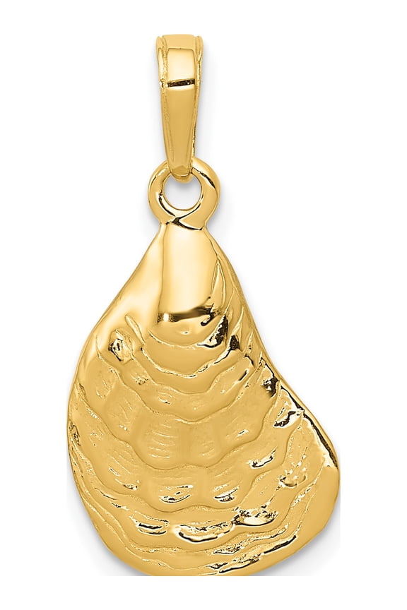 14K Yellow Gold Oyster Shell Pendant (24 X 13) Made In United States c3384