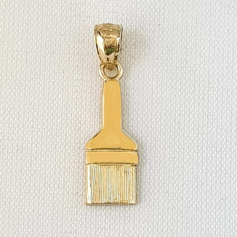14K Yellow Gold Paint Brush Pendant Charm