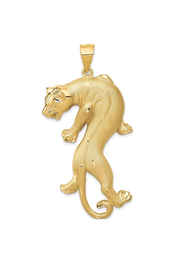 14K Yellow Gold Panther Pendant (56 X 28) Made In United States c87