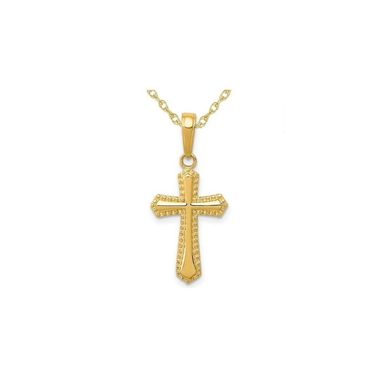 14K Yellow Gold Passion Cross Pendant Necklace with Chain
