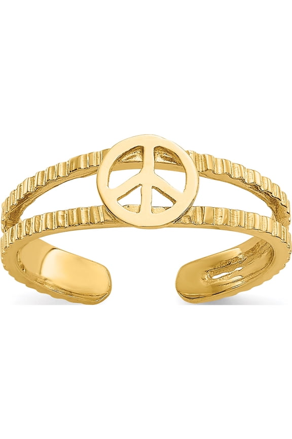 14K Yellow Gold Peace Sign Toe Ring Made In United States c2085