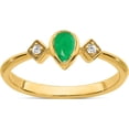 thumbnail image 1 of 14K Yellow Gold Pear Bezel Emerald And Diamond Ringsize 7 - Jbsp, 1 of 5