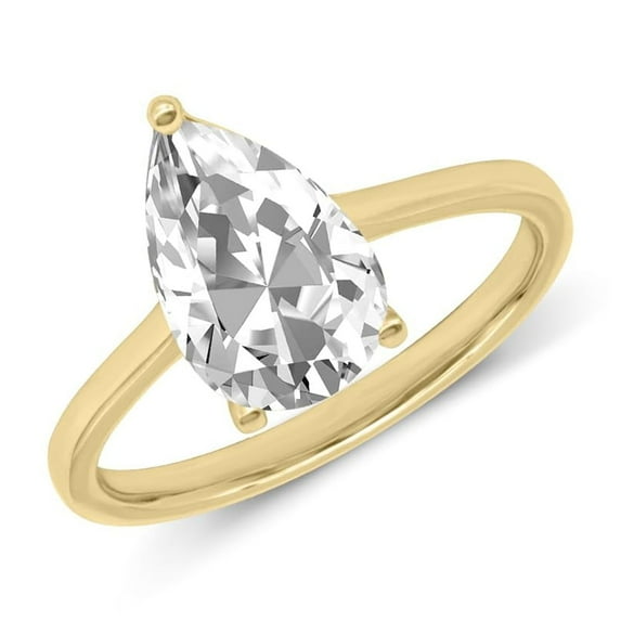 14K Yellow Gold Pear Shape Lab Grown Diamond Cathedral Solitaire Engagement Ring - 2.50 Carat | E-F Color, VS1-VS2 Clarity (Ring Size: 8.5)