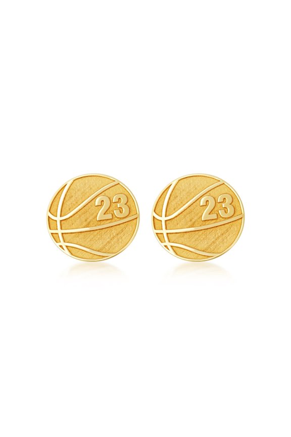 14K Yellow Gold Personalized Basketball Jersey Number Sports Cufflinks