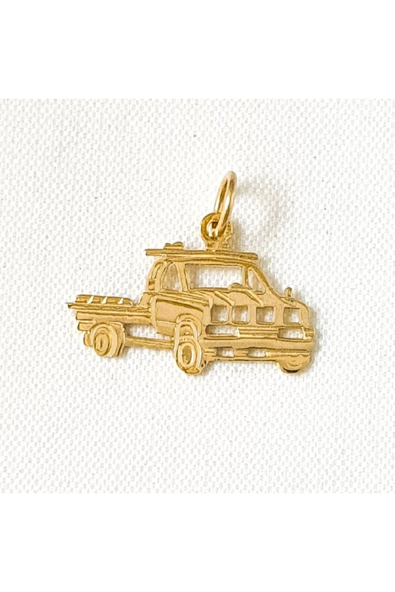 14K Yellow Gold Pickup Truck Charm Pendant