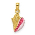 thumbnail image 1 of 14K Yellow Gold Pink White Enameled Conch Shell Pendant, 1 of 3