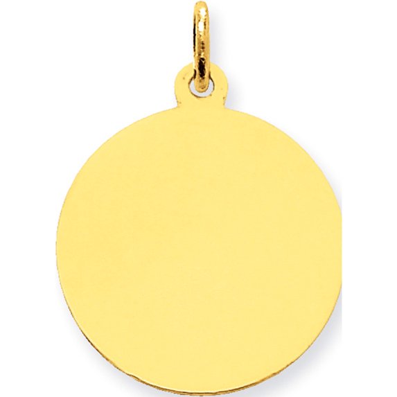14K Yellow Gold Plain .018 Gauge Circular Engravable Disc Charm (26 X 19) Made In United States xm137/18