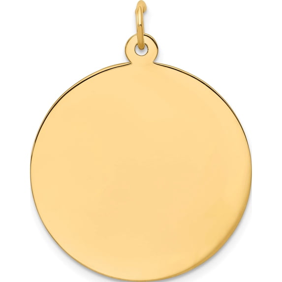 14K Yellow Gold Plain .018 Gauge Circular Engravable Disc Charm (33 X 25) Made In United States xm140/18