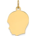 thumbnail image 1 of 14K Yellow Gold Plain Medium .035 Gauge Facing Left Engravable Boy Head Charm (Width 14.7) (Length 22.5) - Jbsp, 1 of 4