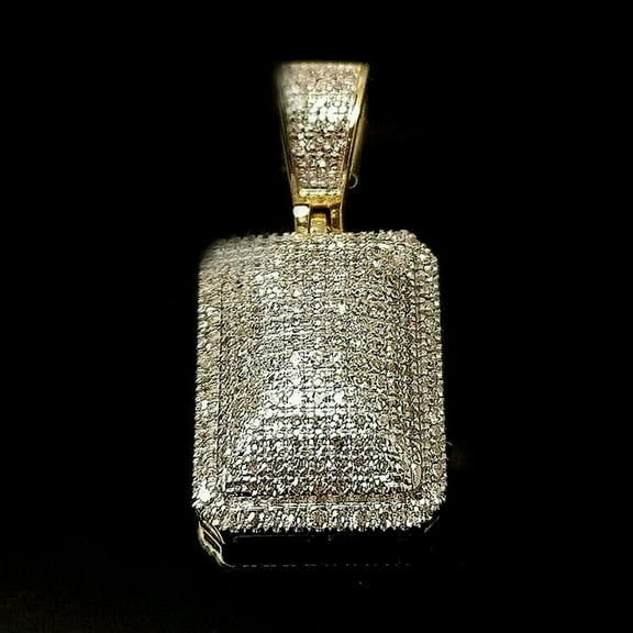 0.80 CT Brilliant Cut Simulated Diamond Charm Pendant, 14K Yellow Gold Plated Sterling Silver, Unisex Necklace Jewelry