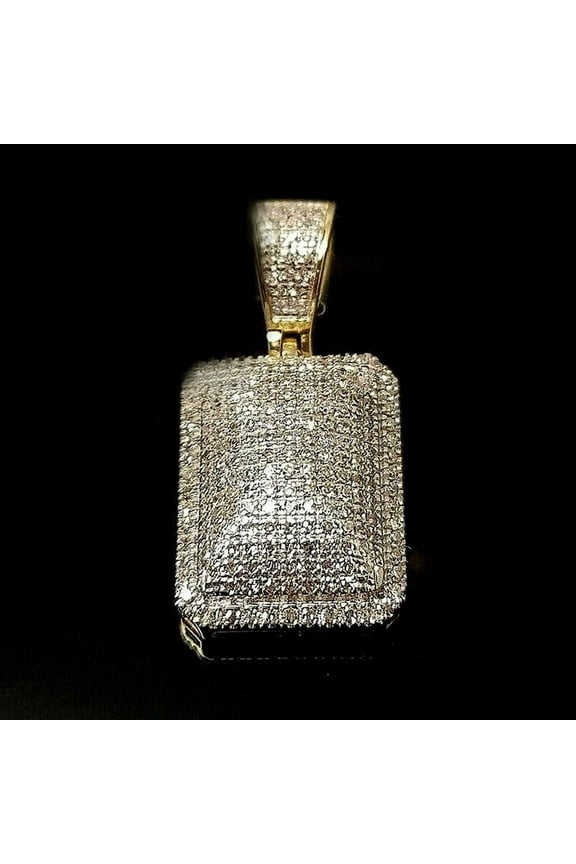 0.80 CT Brilliant Cut Simulated Diamond Charm Pendant, 14K Yellow Gold Plated Sterling Silver, Unisex Necklace Jewelry