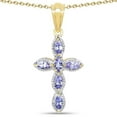thumbnail image 1 of 14K Yellow Gold Plated 0.84 Carat Genuine Tanzanite .925 Streling Silver Pendant, 1 of 3