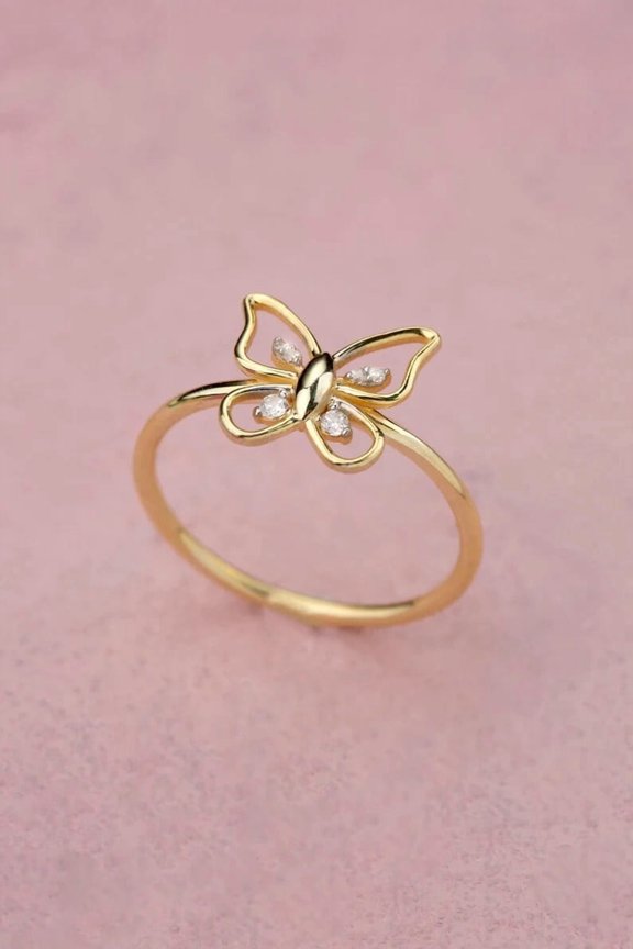 14K Yellow Gold Plated 1Ct Round Cut Simulated Diamond Women's Engagement Gift Ring