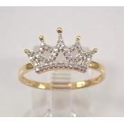 14K Yellow Gold Plated 1Ct Round Lab Created Diamond Crown Shape Women's Engagement Ring