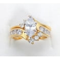 thumbnail image 1 of 14K Yellow Gold Plated 2.05Ct Marquise Cut Simulated Diamond Silver Engagement Wedding Bridal Ring Set, 1 of 4