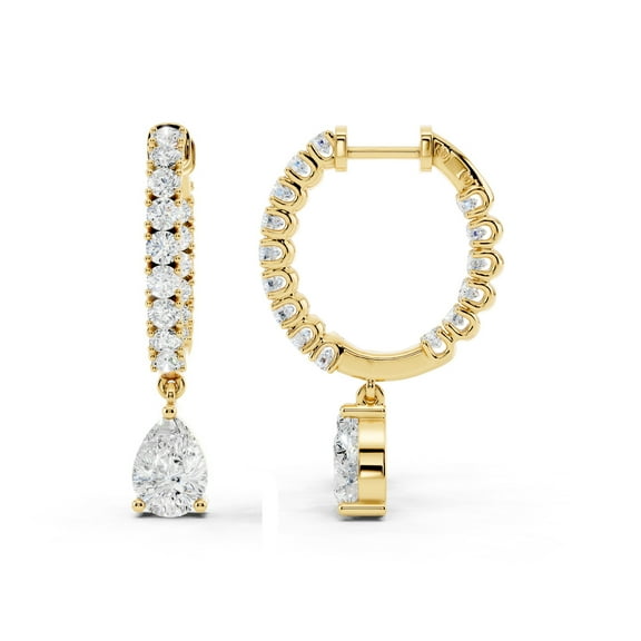 14K Yellow Gold Plated 2.5 Ct Moissanite Hoop Earrings D Color VVS1 925 Sterling Silver Earrings Jewelry Gift for Women