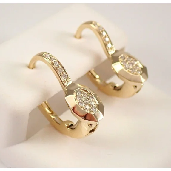 14K Yellow Gold Plated 2Ct Round Cut Moissanite Cluster Drop Earrings Leverback