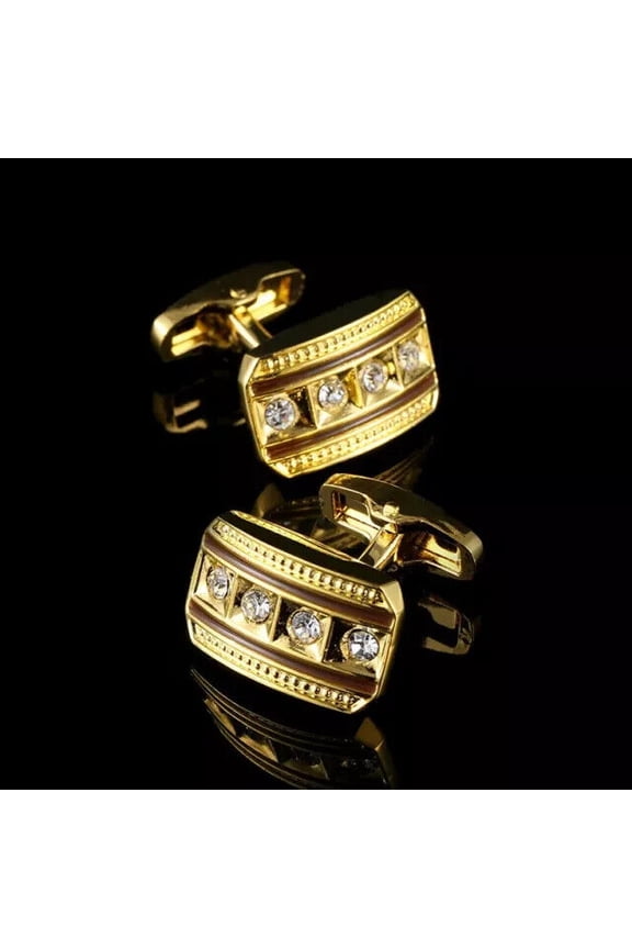 14K Yellow Gold Plated 2Ct Round Cut Natural Moissanite Unique Cufflinks for Men