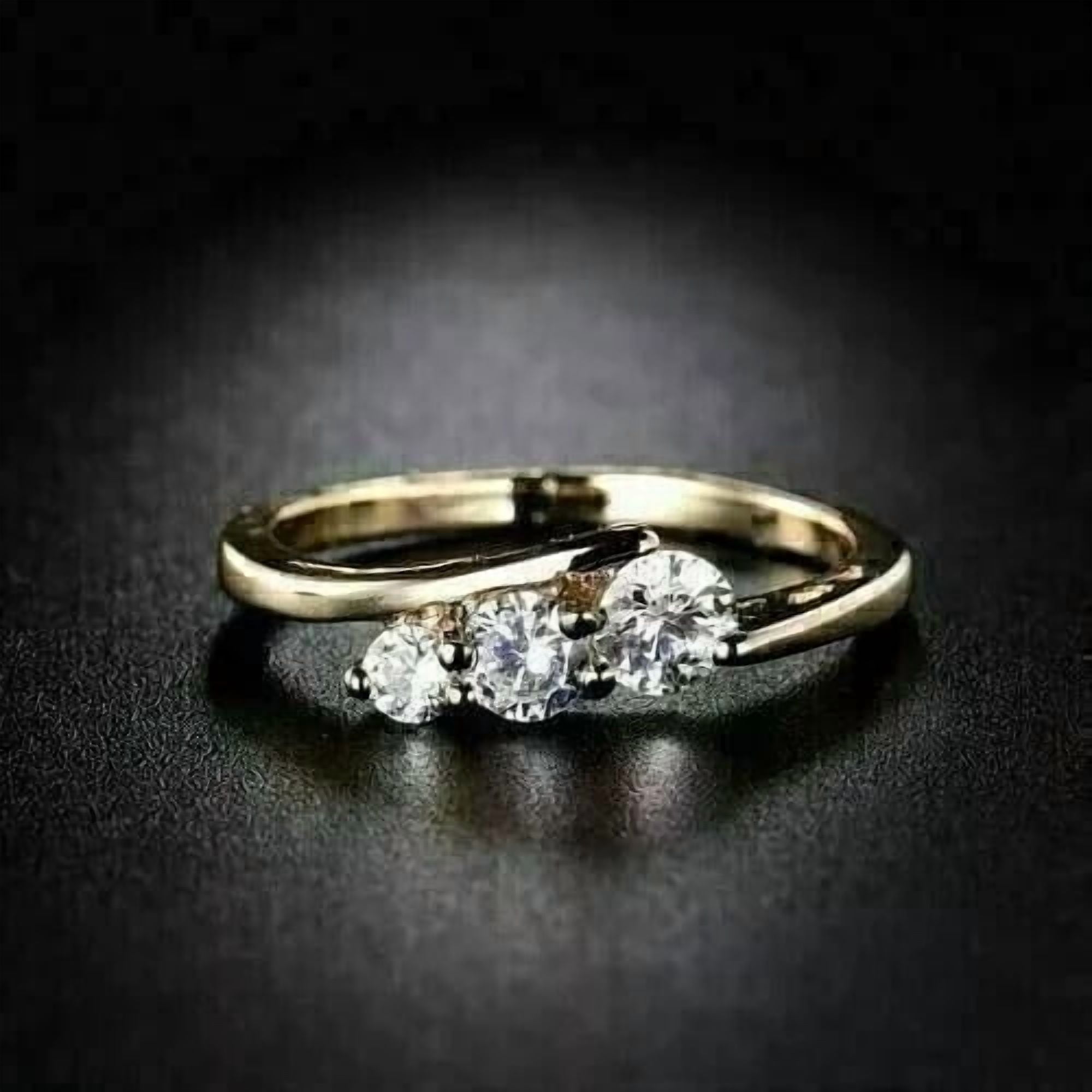 14K Yellow Gold Plated 2Ct Round Cut Simulated Diamond Women Wedding ...