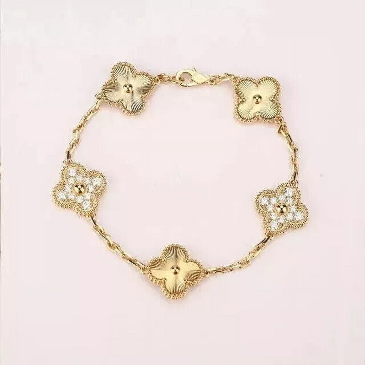 14K Yellow Gold Plated 3Ct Round Cut Lab Created Diamond Flower Women's Bracelet 7in