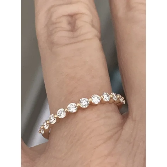 "14K Yellow Gold Plated .45 CT Diamond Band Ring | Floating Bubble Design | Size 7"