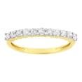 thumbnail image 1 of 14K Yellow Gold Plated .925 Sterling Silver 1/2 cttw Shared Prong Set Brilliant Round-cut Diamond 11 Stone Band Ring (K-L Color, SI2-I1 Clarity) - Size 6, 1 of 7