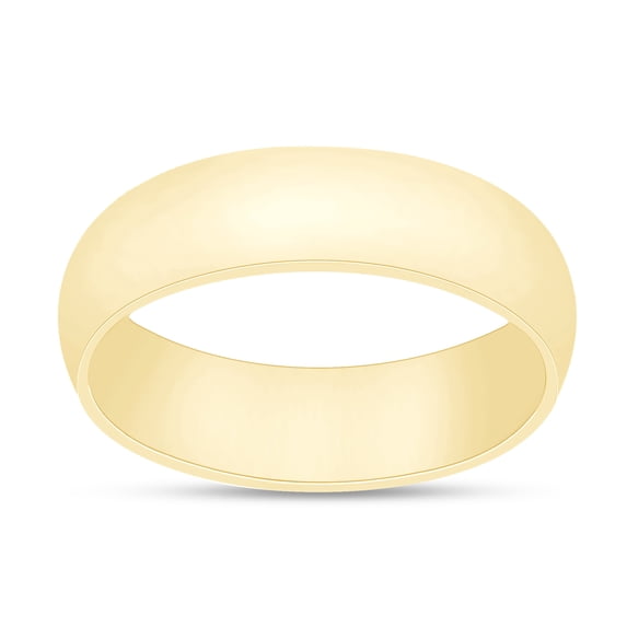 14K Yellow Gold Plated 925 Sterling Silver 6mm Comfort Fit Mens Plain Classic Engagement Anniversaries Dome Band Ring Size 7.5