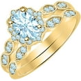thumbnail image 1 of 14K Yellow Gold-Plated 925 Sterling Silver Oval Shape Aquamarine Vintage Style Wedding Engagement Bridal Ring Set For Womens, 1 of 1