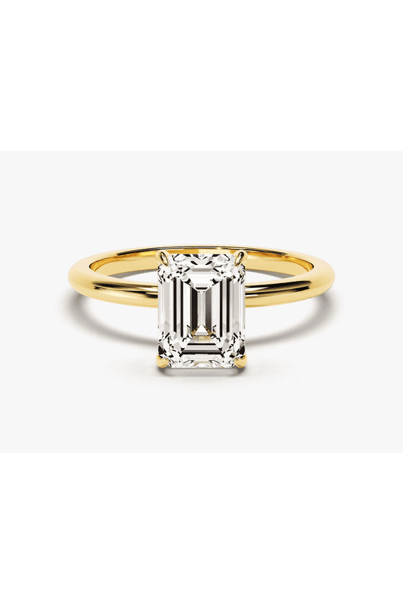 14K Yellow Gold Plated Emerald Cut Natural Moissanite Engagement Ring, 3.50 CT – Women's Engagement/Wedding Gift