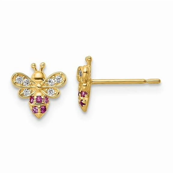 14K Yellow Gold Plated Ladybug CZ Stud Earring Screw Back