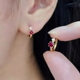 thumbnail image 1 of 14K Yellow Gold Plated Round Cut 2Ct Lab Created Red Ruby Women's Hoop Earring Solid 925 Sterling Silver, 1 of 2