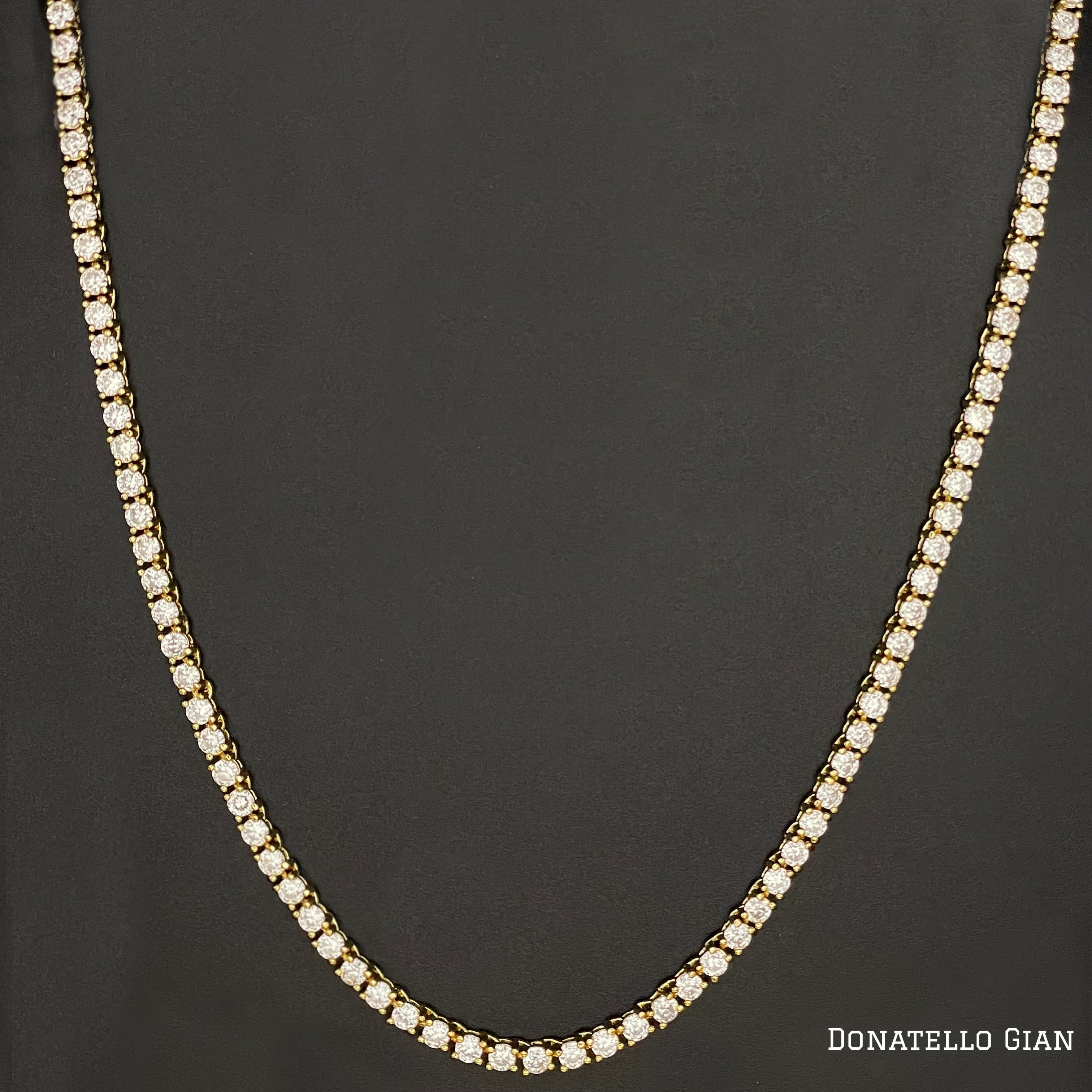 26 Ct. Round Diamond Tennis Necklace In 18K Yellow Gold | Fascinating  Diamonds