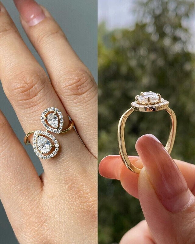 14K Yellow Gold Plated Simulated Diamond Women's Engagement Ring 2Ct ...