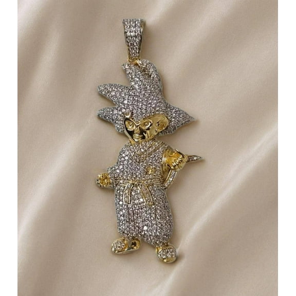14K Yellow Gold-Plated Son Goku Pendant | Real Moissanite Dragon Ball Z Necklace | Super Saiyan Jewelry | Anime Fan Gift | Goku Charm
