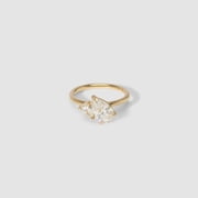 14K Yellow Gold Plated Toi et Moi Moissanite Ring Teardrop Two Stone Engagement Band for Women