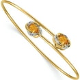 thumbnail image 1 of 14K Yellow Gold Polished .03Ct Diamond And Citrine Flexible Bangle (7 X 9) Made In India bm4502-ci-003-ya, 1 of 5