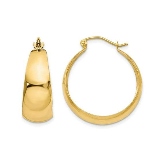 Gem & Harmony 14K Yellow Gold Polished 10.5mm Tapered Hoop Earrings for Women