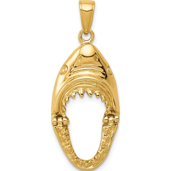 Jewelry by Sweet Pea 14K Gold Polished 2-D Jaws Shark Head Mouth Opens Pendant
