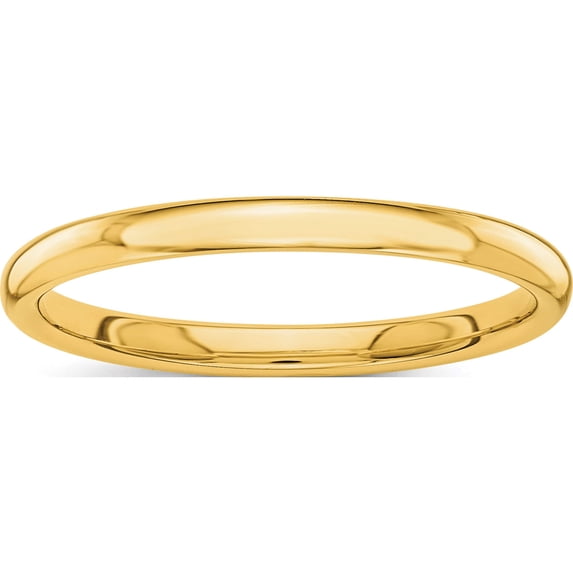 14K Yellow Gold Polished 2mm Band (Size 7) Made In United States stk4-7