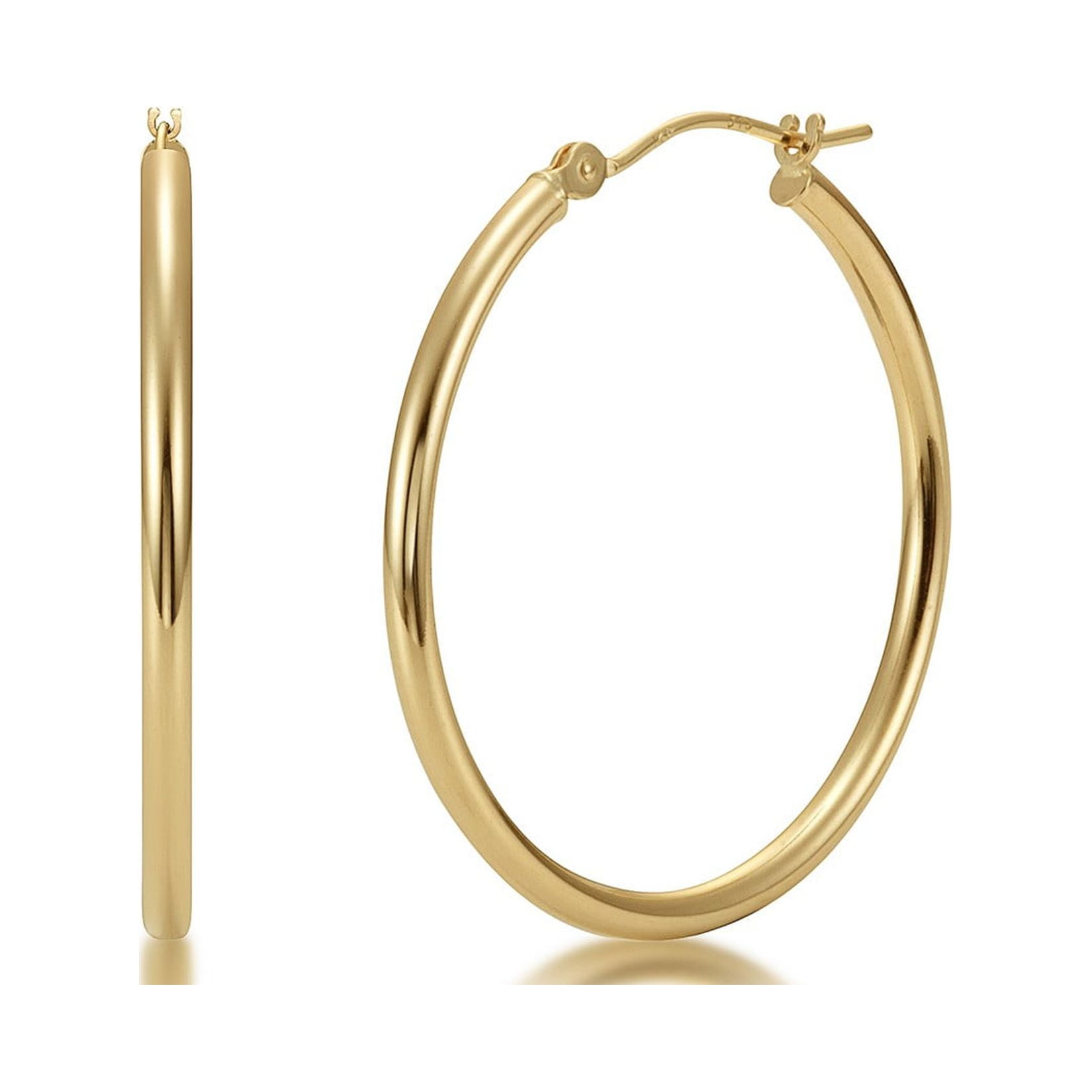 Versil 14K Gold Polished Twisted Oval Hollow Hoop Earrings