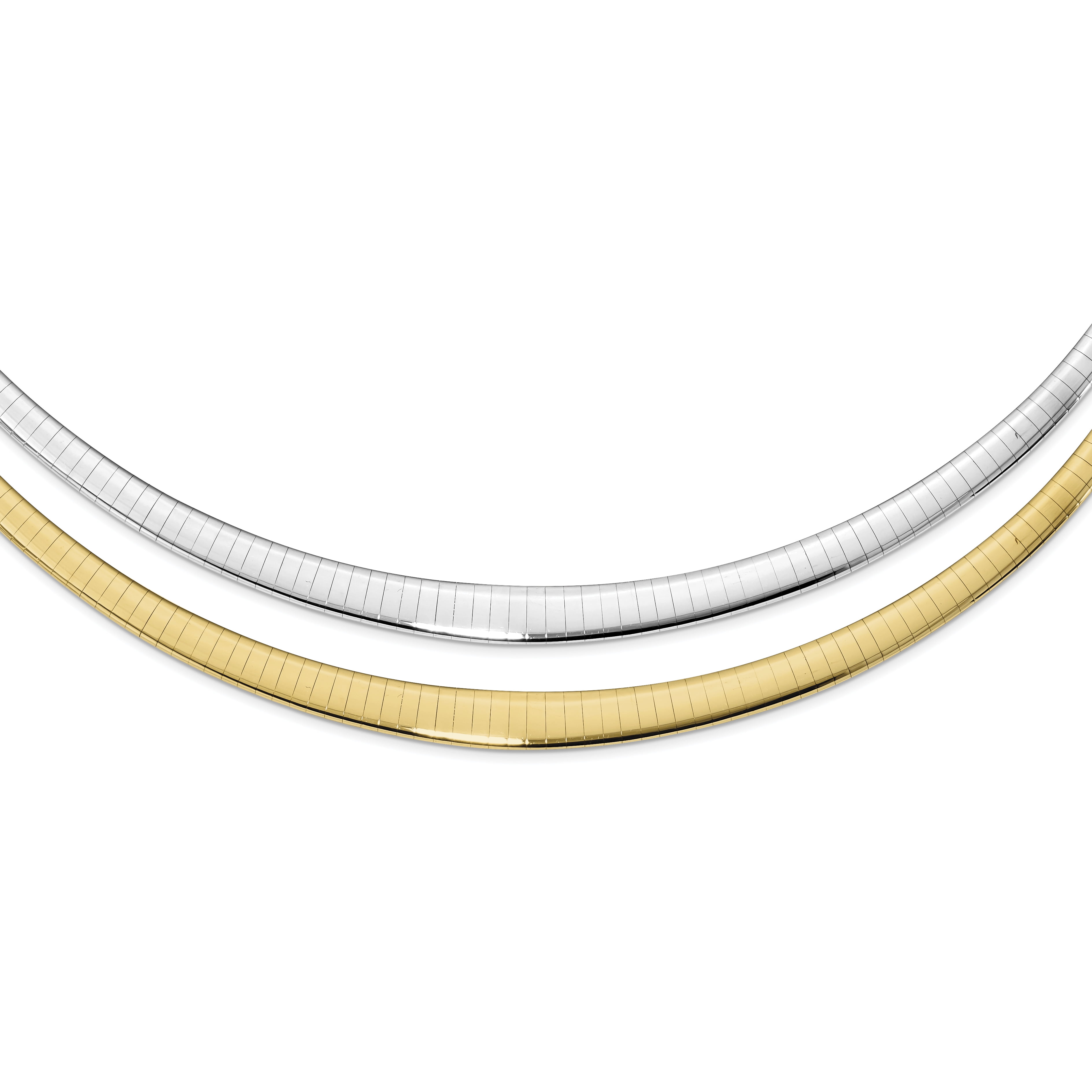Real 14K White Gold w/Rhodium Reversible Adj. Omega Necklace; 16 inch | eBay